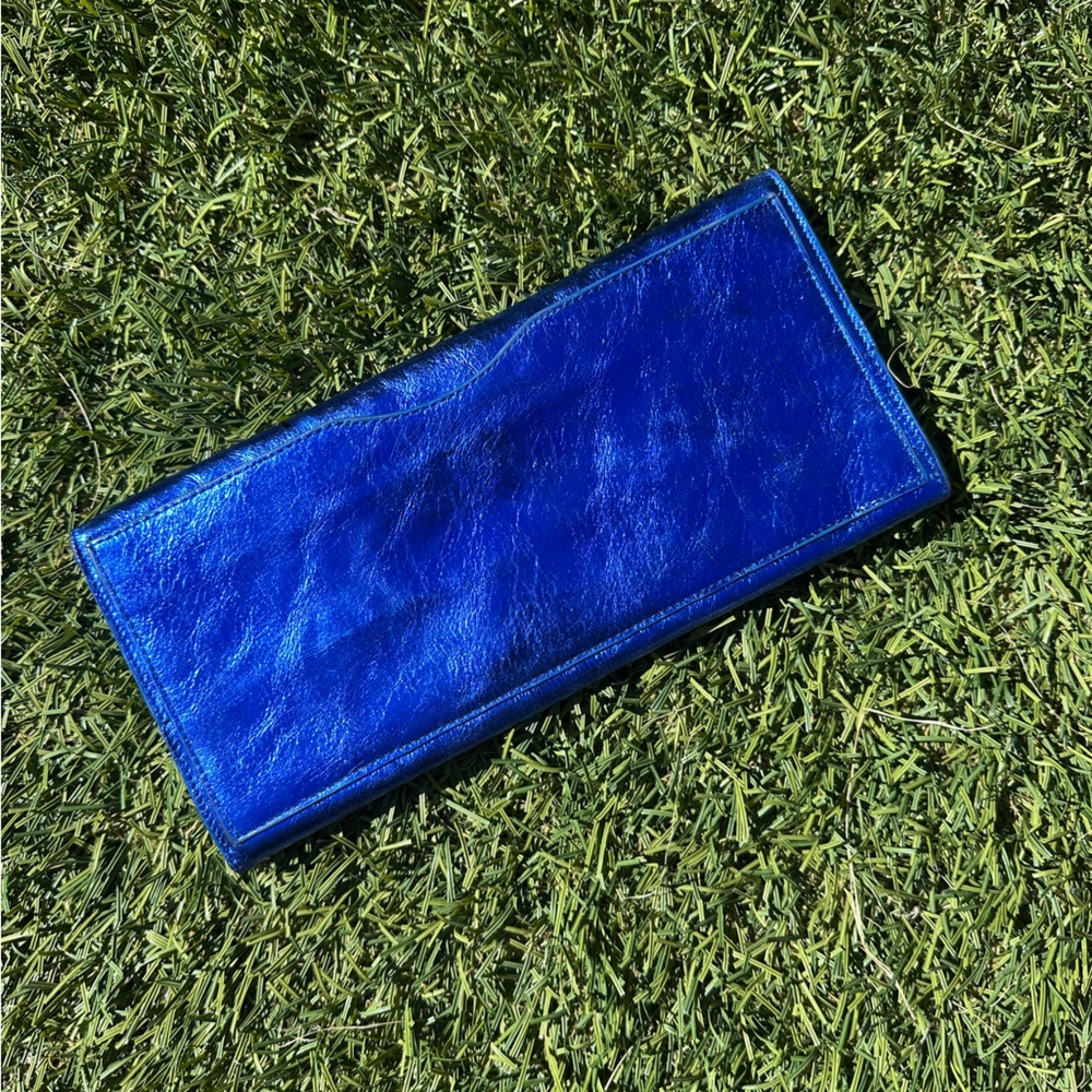 Sobella Metallic Blue Leather Wallet Clutch - Picture 7 of 15